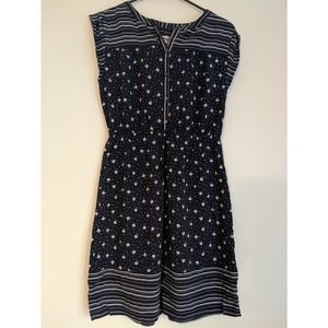 Navy flower and striped patterned Loft dress